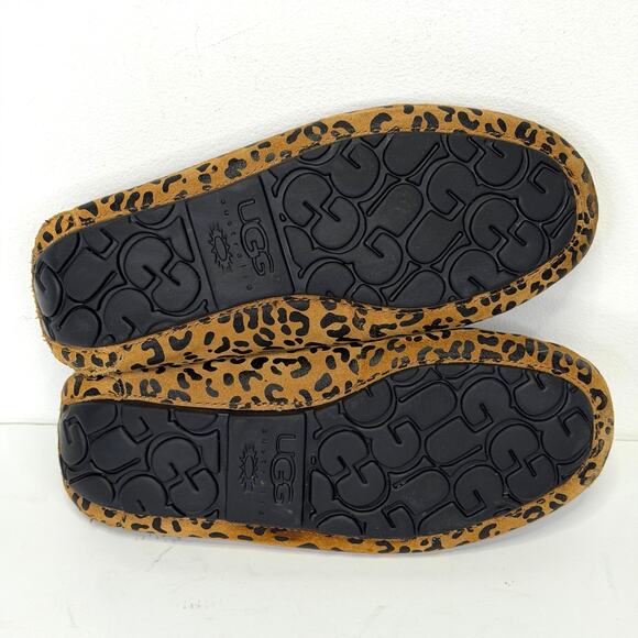 UGG Leopard Print Moccasin Slippers Womens 6 Chestnut Cozy Bow Shearling Shoe - Picture 4 of 13